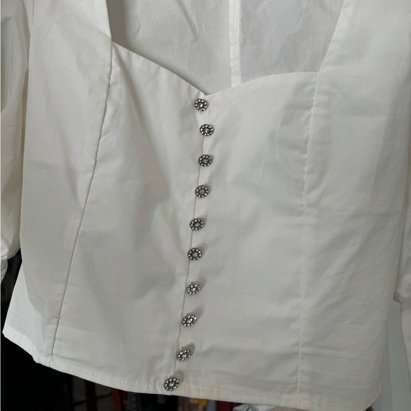 VICI Puff Sleeve Embellished Crop Top *see description* - Picture 9 of 13